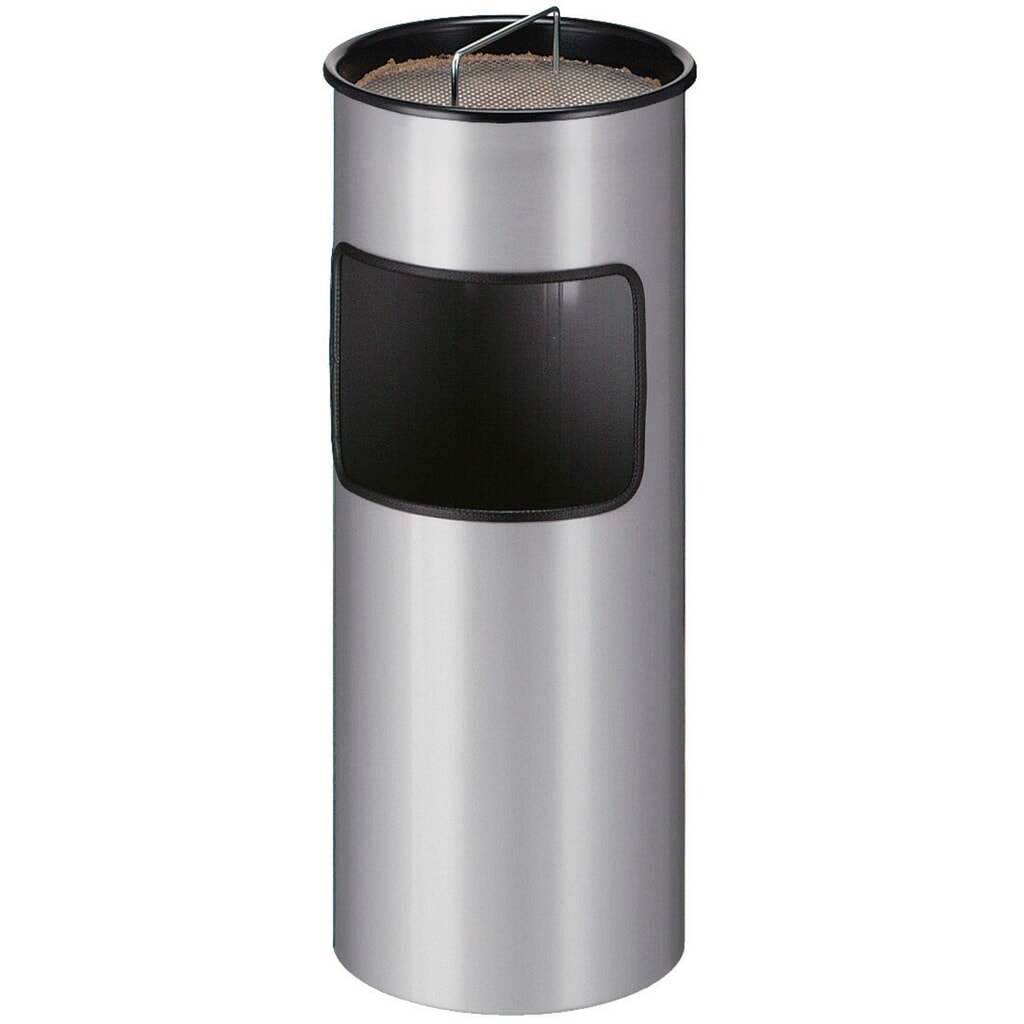 Poubelle-cendrier, avec seau intérieur en acier, ronde, 30 litres, gris aluminium Illustration du produit: Poubelle-cendrier, avec seau intérieur en acier, ronde, 30 litres, gris aluminium