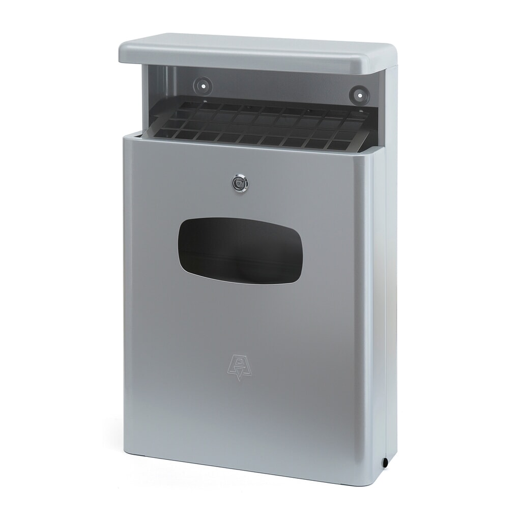 Poubelle-cendrier en aluminium, 16 litres, gris Illustration du produit: Poubelle-cendrier en aluminium, 16 litres, gris