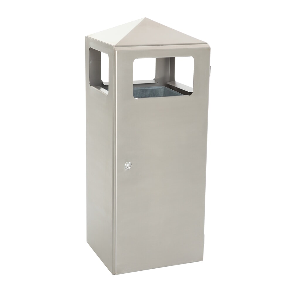 N° de l'image du produit 2 : Poubelle-cendrier Pyramide, carrée, contenant de base en acier inoxydable, 70 litres