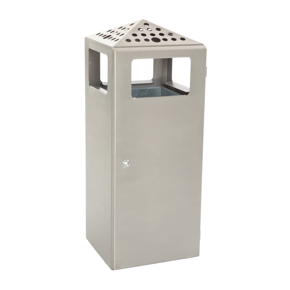 N° de l'image du produit 3 : Poubelle-cendrier Pyramide, carrée, contenant de base en acier inoxydable, 70 litres