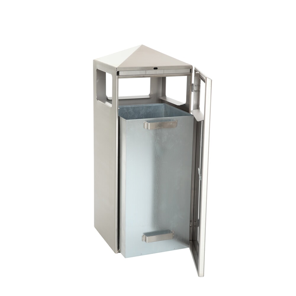 N° de l'image du produit 4 : Poubelle-cendrier Pyramide, carrée, contenant de base en acier inoxydable, 70 litres