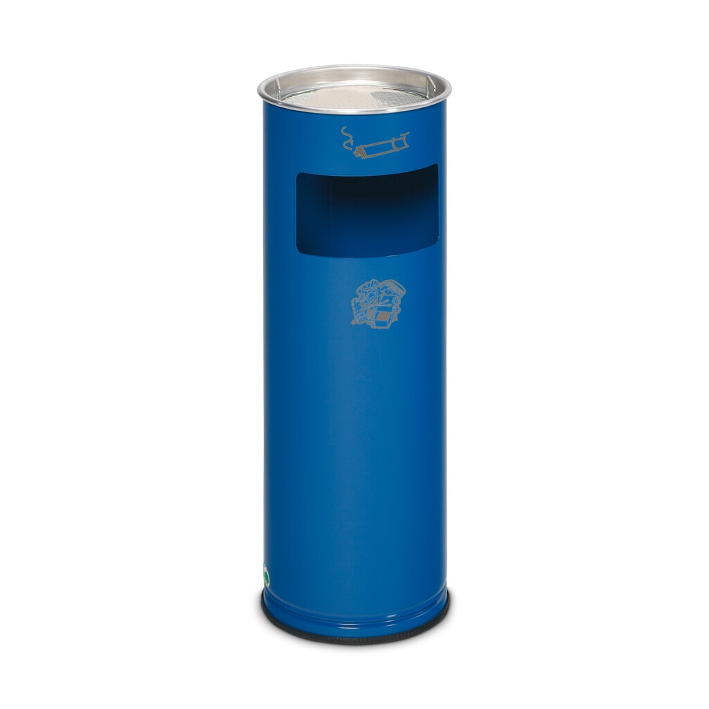 Illustration du produit: Poubelle-cendrier VAR®, modèle sur pied, 16,7 litres, bleu gentiane