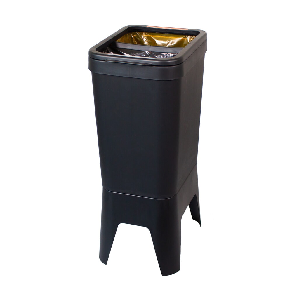 Poubelle Circubin BON TON, en polypropylène 100 % recyclé, 2 x 20 litres, ouverte, anthracite Illustration du produit: Poubelle Circubin BON TON, en polypropylène 100 % recyclé, 2 x 20 litres, ouverte, anthracite