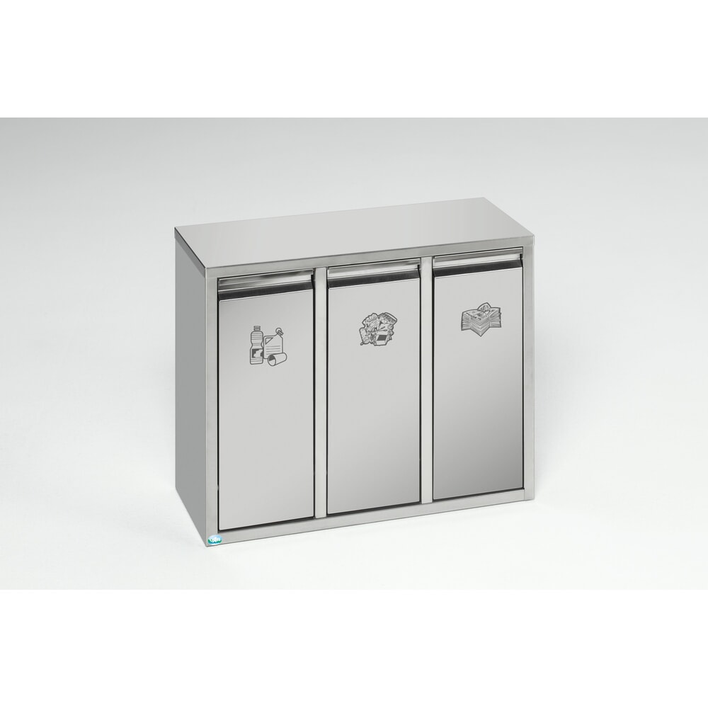 Illustration du produit: Poubelle de tri de matériaux VAR® en acier inoxydable, 3x 7 litres