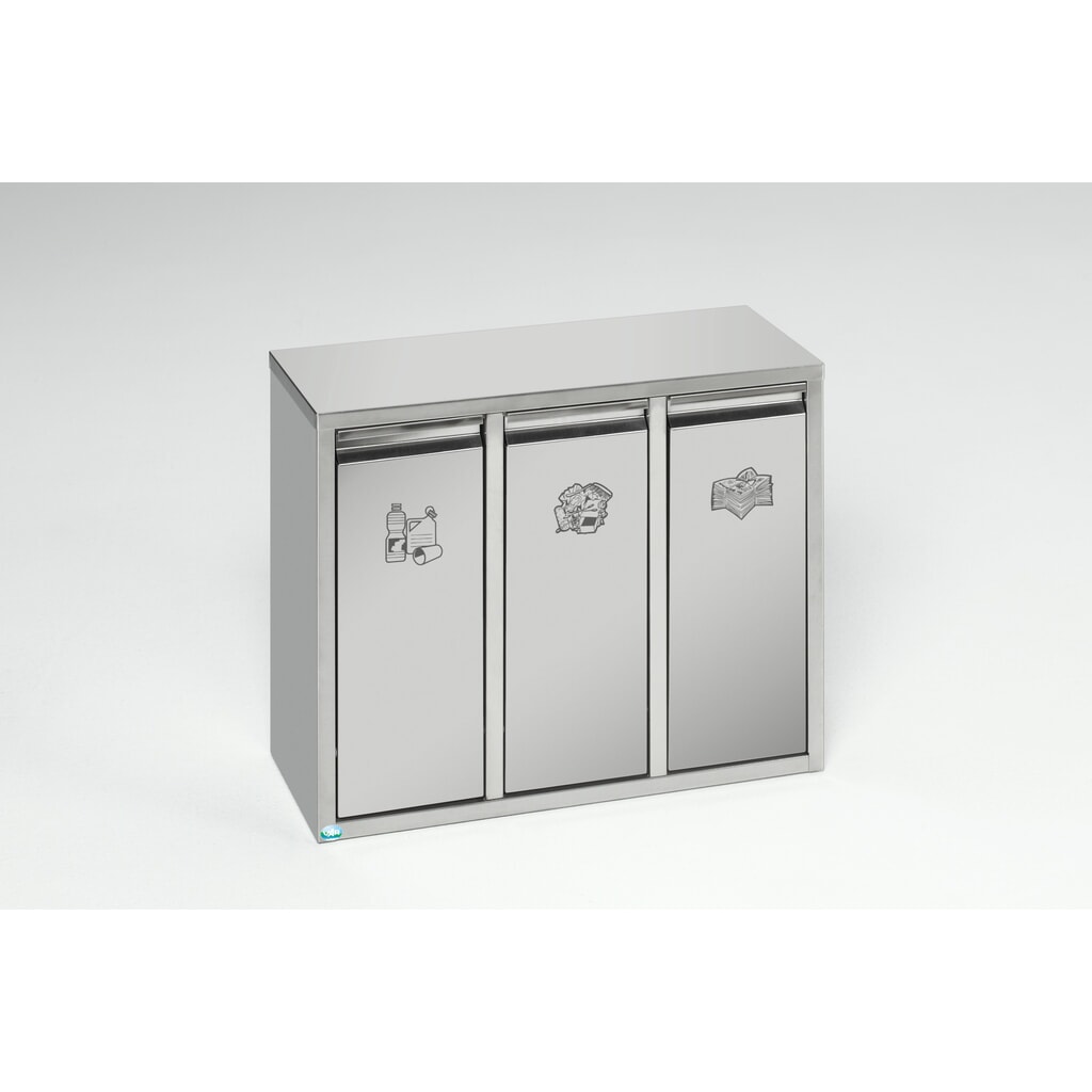 Illustration du produit: Poubelle de tri de matériaux VAR® en acier inoxydable, 3x 7 litres