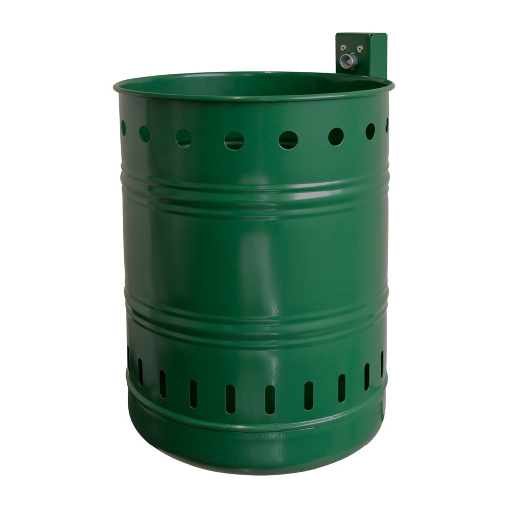 Illustration du produit: RENNER Poubelle en acier, 35 litres, ronde, montage mural, perforée, vert mousse