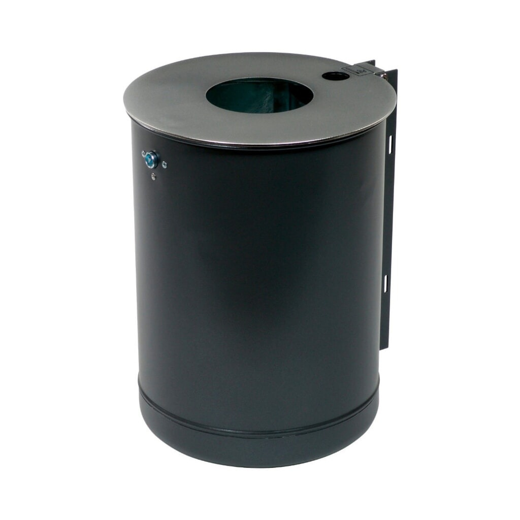 Illustration du produit: RENNER Poubelle en acier, 50 litres, avec cendrier, DB 703 paillettes métalliques anthracite