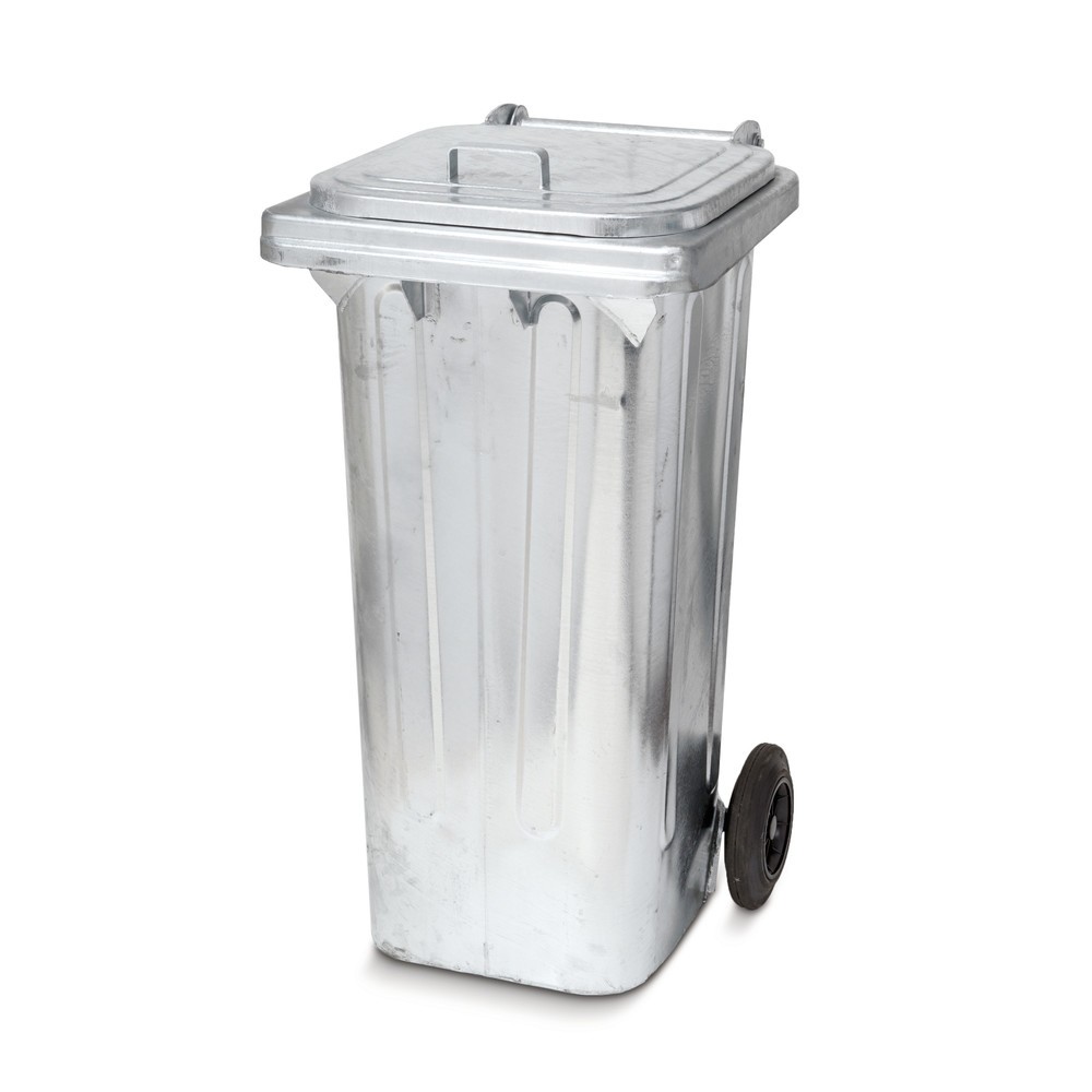 Illustration du produit: Benne à ordures en acier galvanisé, 120 litres, avec galets