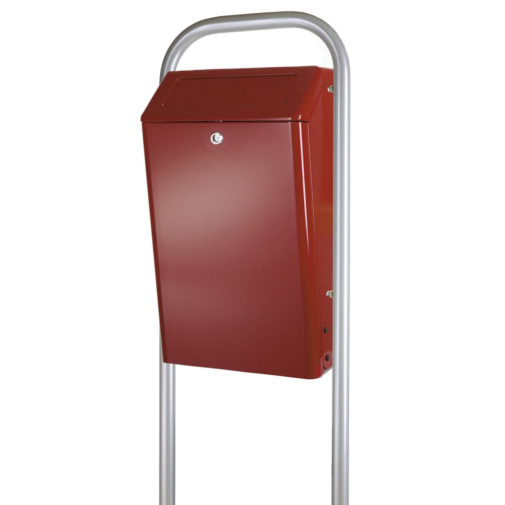 Poubelle en aluminium, avec couvercle à pression, 50 litres, bordeaux Illustration du produit: Poubelle en aluminium, avec couvercle à pression, 50 litres, bordeaux