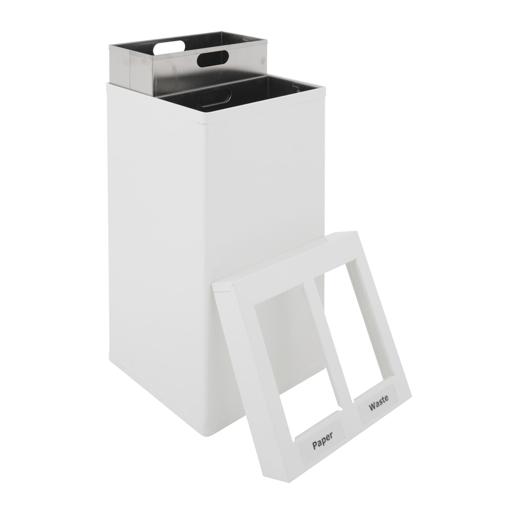 Poubelle Mix CARRO, en aluminium, 2 x 52,5 litres, blanc N° de l'image du produit 2 : Poubelle Mix CARRO, en aluminium, 2 x 52,5 litres, blanc