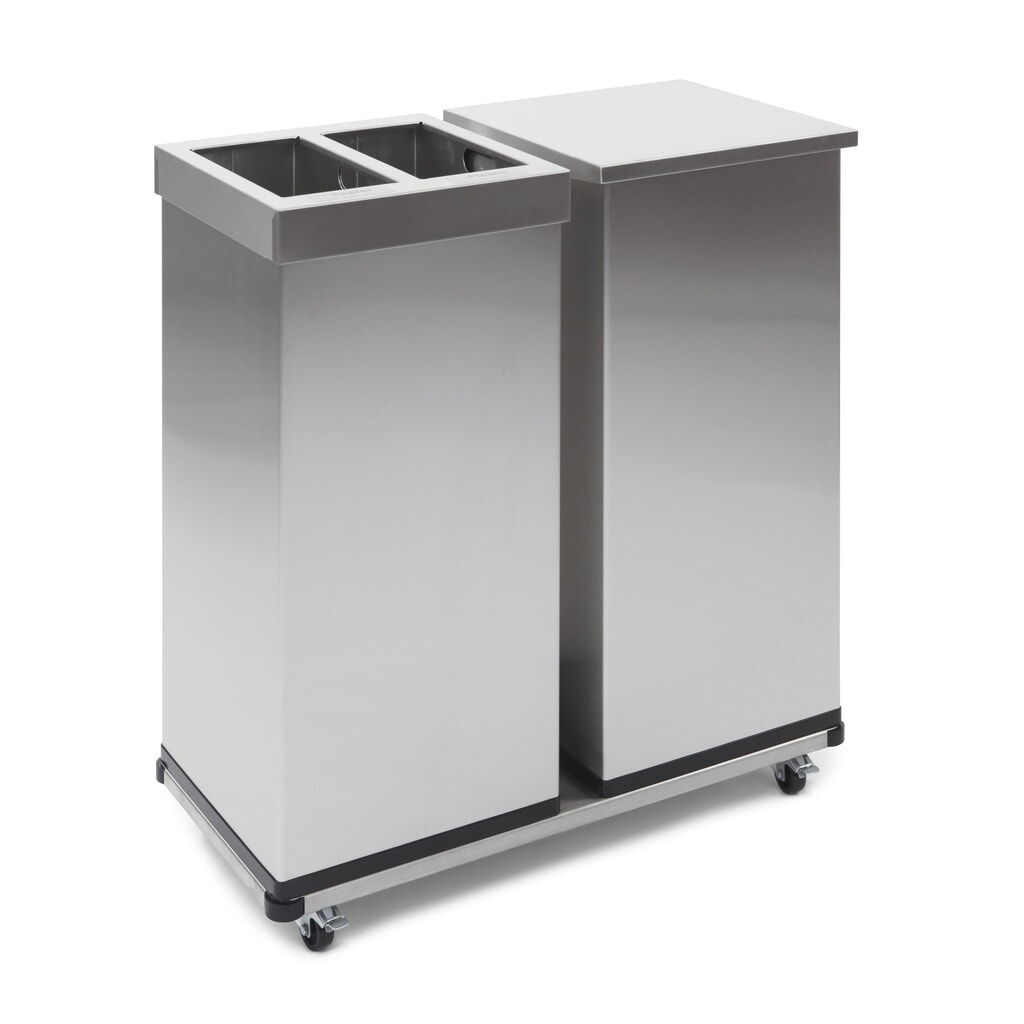 N° de l'image du produit 3 : Poubelle Mix CARRO, en acier inoxydable, 2 x 52,5 litres
