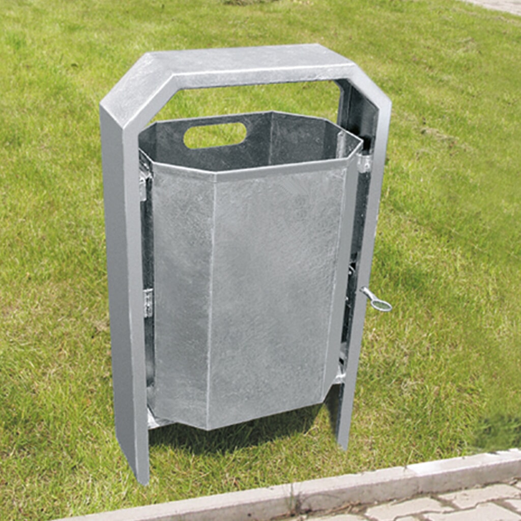 Poubelle octogonale, tôle d’acier, 40 litres Illustration du produit: Poubelle octogonale, tôle d’acier, 40 litres