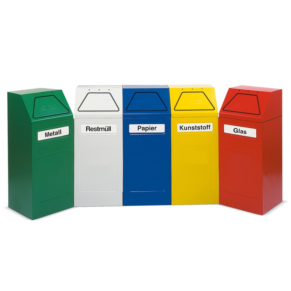 Illustration du produit: Collecteur de recyclage stumpf®, 65 litres, à fermeture automatique, auto-extinguible, bleu