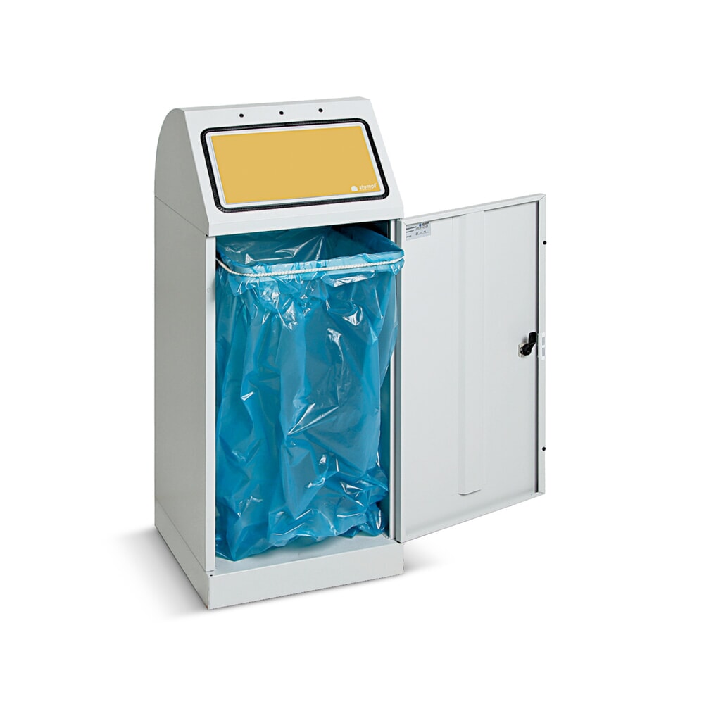 Illustration du produit: Collecteur de recyclage stumpf®, 70 litres, avec porte battante et support pour sac poubelle