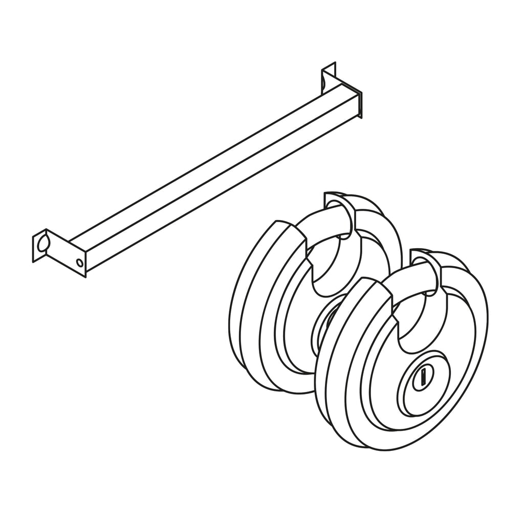 Protection contre l'effraction avec verrou blindé galvanisé pour porte à double battant asymétrique 1,84 m IC / STI N° de l'image du produit 2 : Protection contre l'effraction avec verrou blindé galvanisé pour porte à double battant asymétrique 1,84 m IC / STI