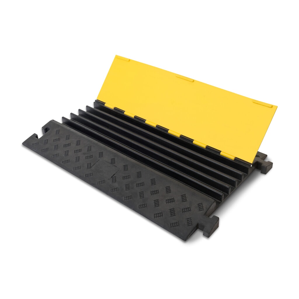 Protège-câble avec 5 logements, enfichable, HxlxP 50 x 900 x 500 mm, noir/jaune N° de l'image du produit 2 : Protège-câble avec 5 logements, enfichable, HxlxP 50 x 900 x 500 mm, noir/jaune