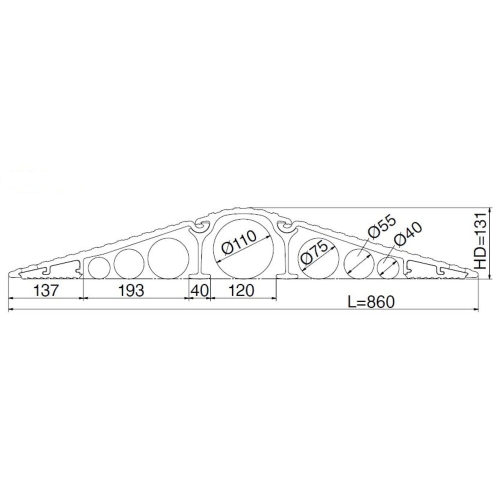 N° de l'image du produit 2 : Rampe passe-câbles pour câbles et tuyaux, capacité de charge 7 000 kg, longueur 860 mm