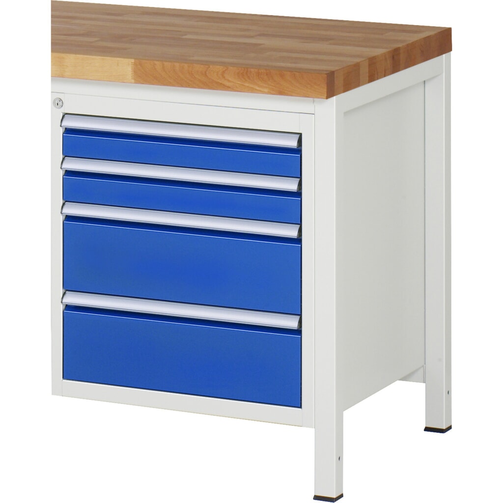 Illustration du produit: RAU Armoire à tiroirs Série 7000, caisson sous plateau, HxlxP 620 x 580 x 650 mm, 4 tiroirs 2 x 90, 2 x 180 mm