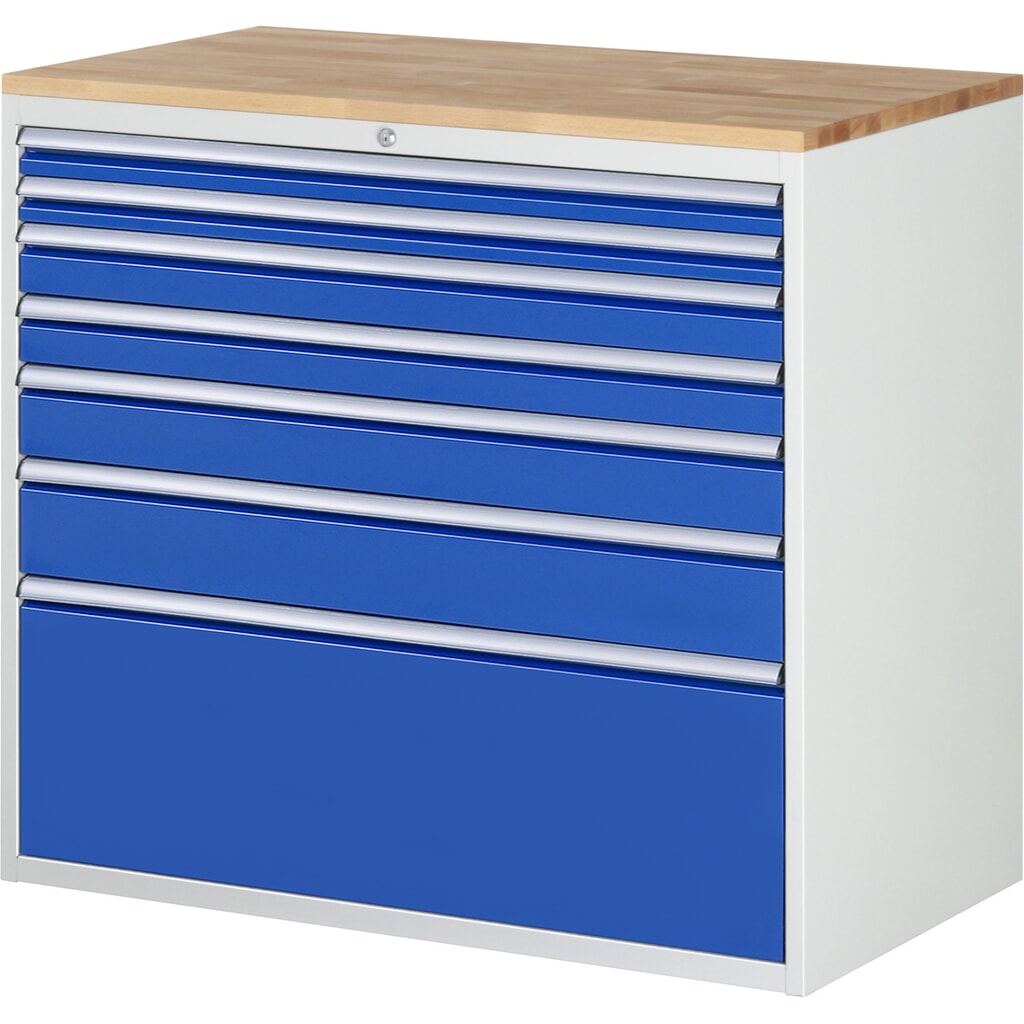 RAU Armoire à tiroirs Série 7000, HxlxP 1 035 x 1 145 x 650 mm, 7 tiroirs 2 x 60, 2 x 90, 1 x 120, 1 x 150, 1 x 360 mm, plan de travail en hêtre Illustration du produit: RAU Armoire à tiroirs Série 7000, HxlxP 1 035 x 1 145 x 650 mm, 7 tiroirs 2 x 60, 2 x 90, 1 x 120, 1 x 150, 1 x 360 mm, plan de travail en hêtre