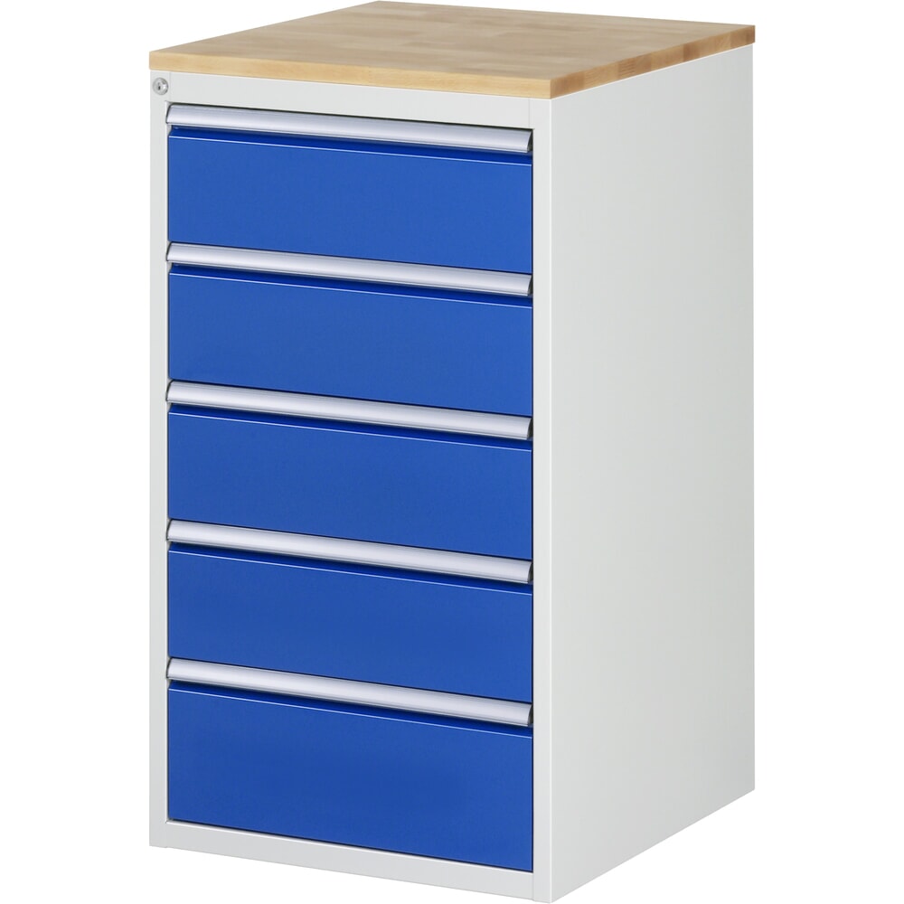 Illustration du produit: RAU Armoire à tiroirs série 7000, HxlxP 1 035 x 580 x 650 mm, avec 5 tiroirs taille L, face supérieure en hêtre