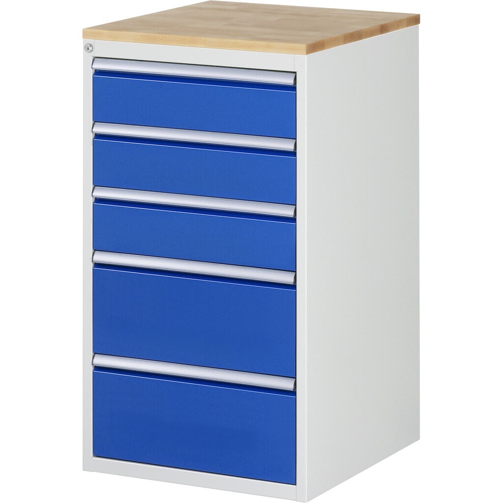 RAU Armoire à tiroirs série 7000, HxlxP 1 035 x 580 x 650 mm, avec 5 tiroirs taille L, face supérieure en hêtre N° de l'image du produit 1 : RAU Armoire à tiroirs série 7000, HxlxP 1 035 x 580 x 650 mm, avec 5 tiroirs taille L, face supérieure en hêtre