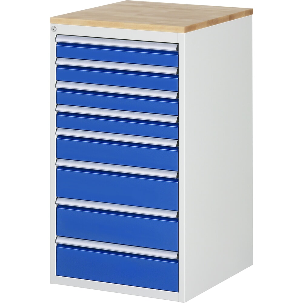 Illustration du produit: RAU Armoire à tiroirs série 7000, HxlxP 1 035 x 580 x 650 mm, avec 8 tiroirs taille L, face supérieure en hêtre
