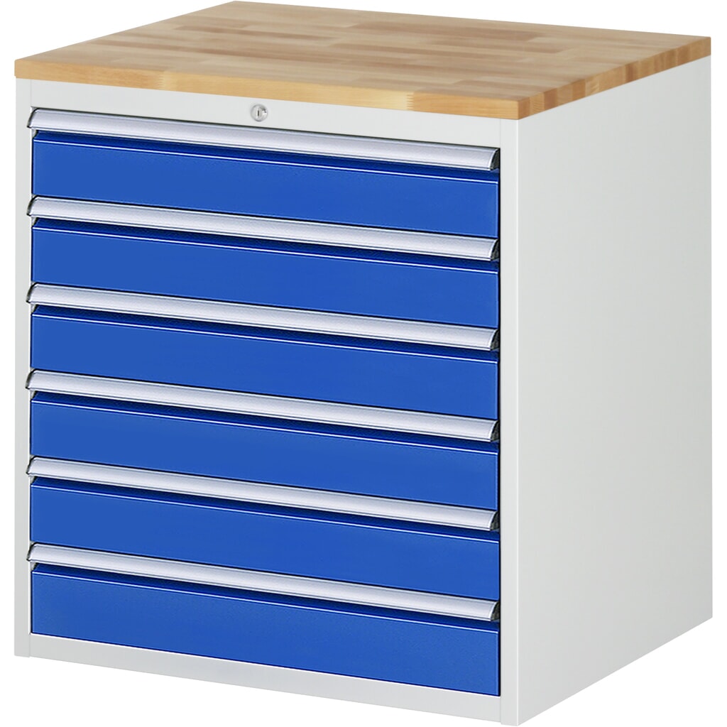 Illustration du produit: RAU Armoire à tiroirs Série 7000, HxlxP 825 x 770 x 650 mm, 6 tiroirs 6 x 120 mm, plan de travail en hêtre