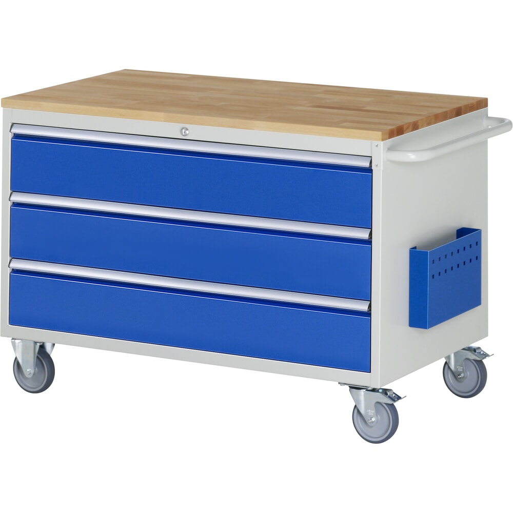 N° de l'image du produit 1 : RAU Servante d'atelier série 7000, HxlxP 795 x 1 145 x 650 mm, avec 3 tiroirs taille XXL, plan de travail en hêtre massif
