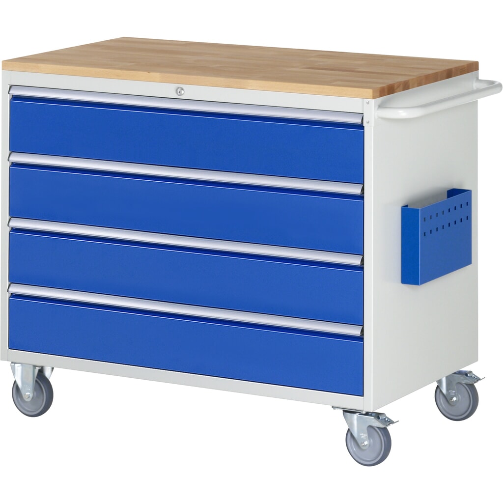 RAU Servante d'atelier série 7000, HxlxP 975 x 1 145 x 650 mm, avec 4 tiroirs taille XXL, plan de travail en hêtre massif Illustration du produit: RAU Servante d'atelier série 7000, HxlxP 975 x 1 145 x 650 mm, avec 4 tiroirs taille XXL, plan de travail en hêtre massif