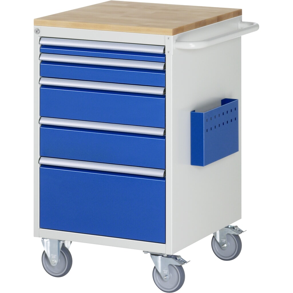 RAU Servante d'atelier série 7000, HxlxP 975 x 580 x 650 mm, avec 5 tiroirs taille L, plan de travail en hêtre massif Illustration du produit: RAU Servante d'atelier série 7000, HxlxP 975 x 580 x 650 mm, avec 5 tiroirs taille L, plan de travail en hêtre massif