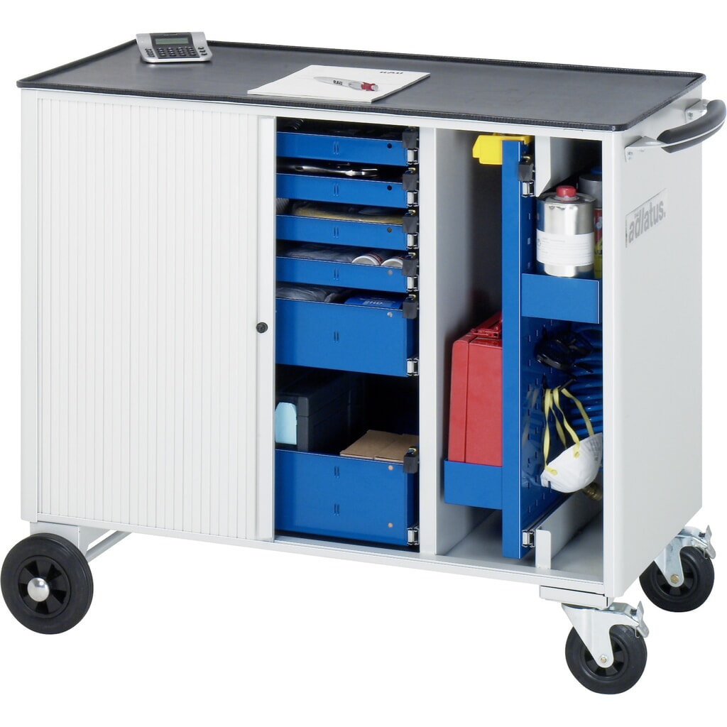 RAU Chariot pour outils série adlatus, HxLxP 890 x 1 025 x 520 mm, 6 tiroirs 4 x 40, 1 x 105, 1 x 130 mm, Plan de travail en métal N° de l'image du produit 3 : RAU Chariot pour outils série adlatus, HxLxP 890 x 1 025 x 520 mm, 6 tiroirs 4 x 40, 1 x 105, 1 x 130 mm, Plan de travail en métal