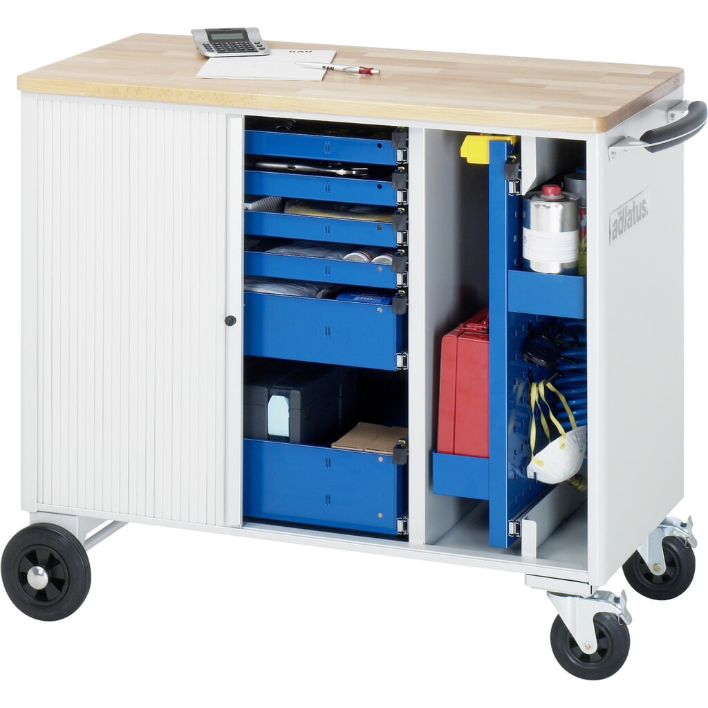 RAU Chariot pour outils série adlatus, HxLxP 890 x 1 025 x 520 mm, 6 tiroirs 4 x 40, 1 x 105, 1 x 130 mm, Plan de travail en hêtre N° de l'image du produit 5 : RAU Chariot pour outils série adlatus, HxLxP 890 x 1 025 x 520 mm, 6 tiroirs 4 x 40, 1 x 105, 1 x 130 mm, Plan de travail en hêtre