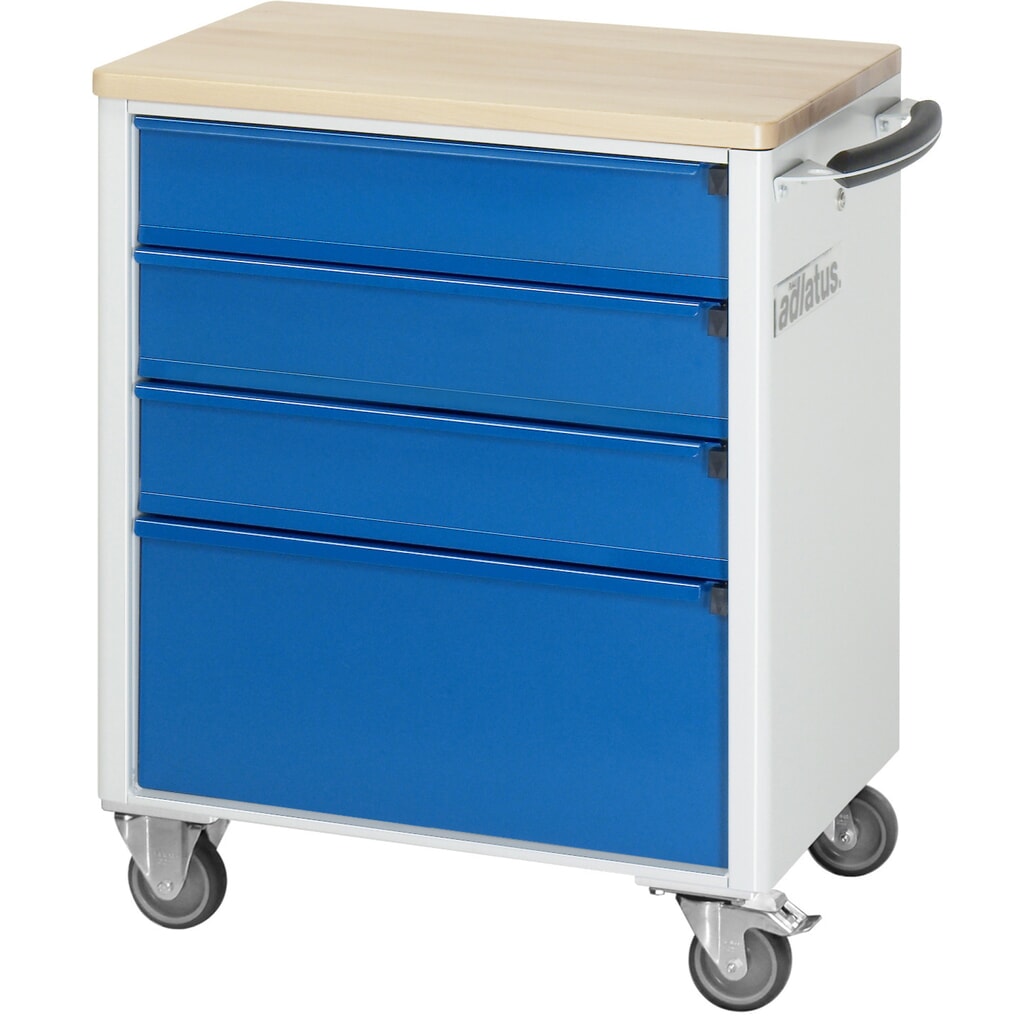 N° de l'image du produit 4 : RAU Chariot pour outils série adlatus 700, HxLxP 860 x 700 x 510 mm, 4 tiroirs 3 x 130, 1 x 260 mm, Plan de travail en hêtre