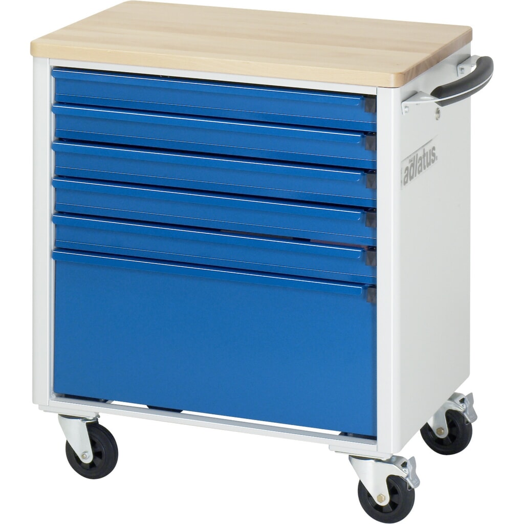 N° de l'image du produit 4 : RAU Chariot pour outils série adlatus 700, HxLxP 790 x 700 x 510 mm, 6 tiroirs 5 x 65, 1 x 260 mm, Plan de travail en hêtre