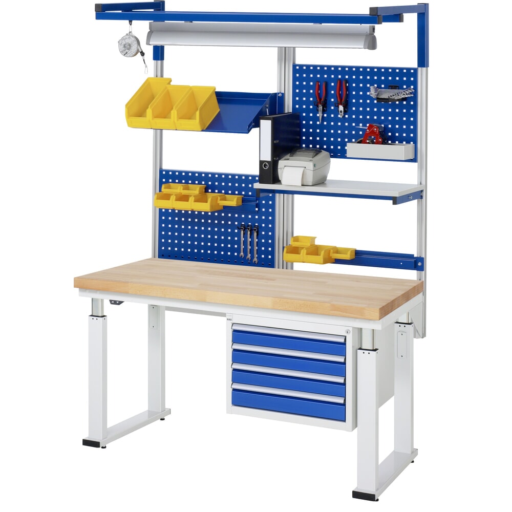 N° de l'image du produit 8 : RAU Établi à réglage électrique de la hauteur série adlatus 600, HxlxP 740-1 140 x 2 000 x 900 mm, plan de travail en revêtement stratifié dur