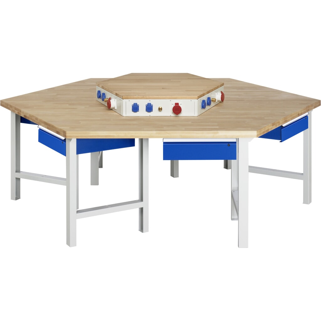 RAU Établi de groupe série 4000, rehausse d'alimentation, HxlxP 840 x 2 700 x 2 340 mm, 6 tiroirs avec ErgoScript® Illustration du produit: RAU Établi de groupe série 4000, rehausse d'alimentation, HxlxP 840 x 2 700 x 2 340 mm, 6 tiroirs avec ErgoScript®