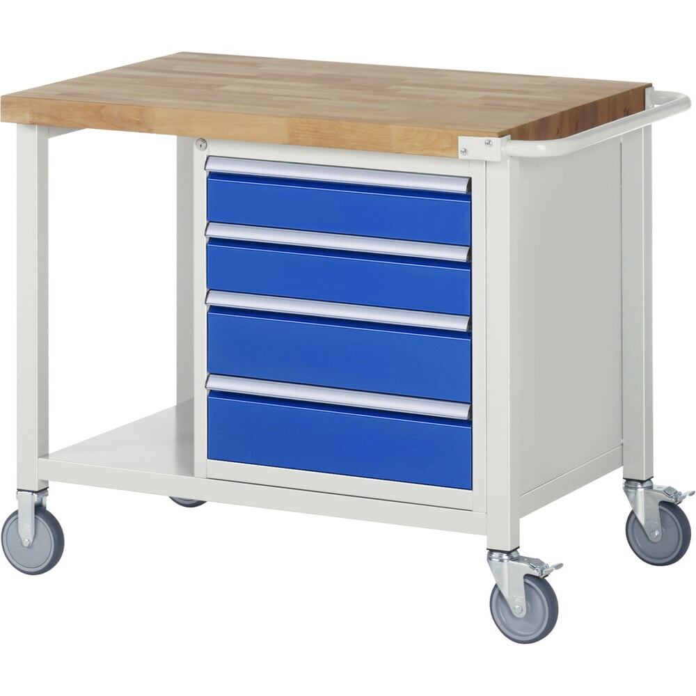 N° de l'image du produit 1 : RAU Établi mobile série 8000, 1 tablette, HxlxP 880 x 1 000 x 700 mm, 4 tiroirs extractibles à 100 %, capacité de charge des tiroirs 100 kg