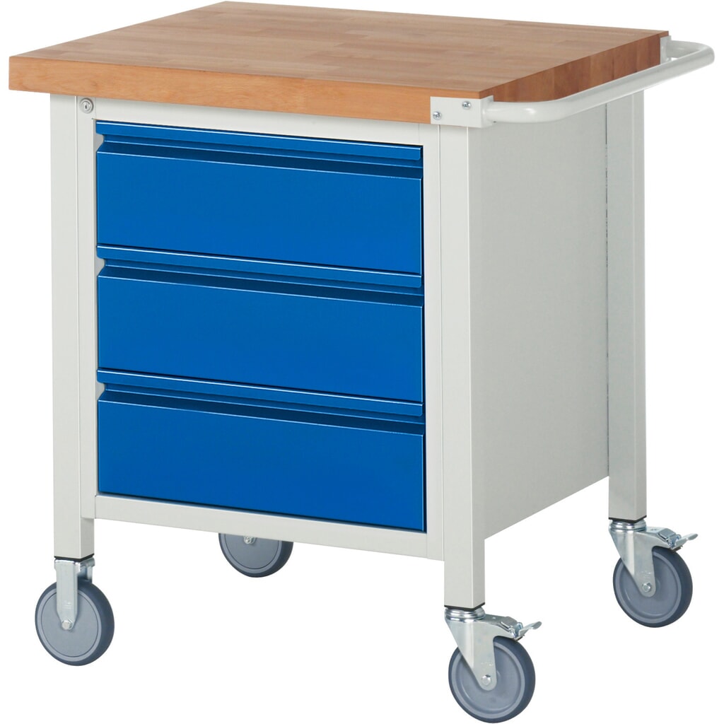 RAU Établi mobile série 8000, 1 caisson, HxlxP 880 x 750 x 700 mm, 3 tiroirs 3 x 180 mm, capacité de charge des tiroirs 100 kg Illustration du produit: RAU Établi mobile série 8000, 1 caisson, HxlxP 880 x 750 x 700 mm, 3 tiroirs 3 x 180 mm, capacité de charge des tiroirs 100 kg