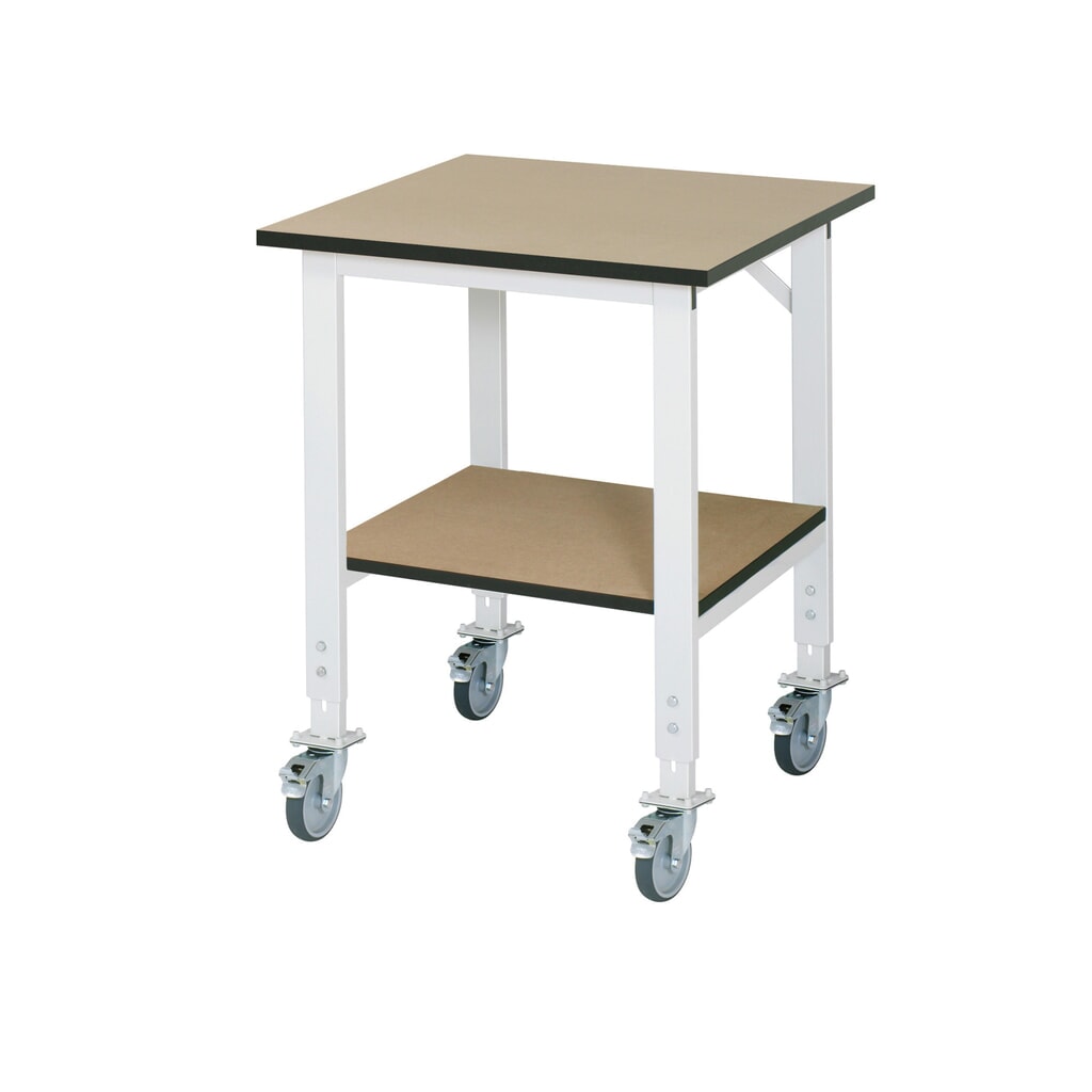 Illustration du produit: RAU Table de travail mobile réglable en hauteur Série TOM, HxlxP 760-1 080 x 750 x 800 mm, plan de travail en MDF