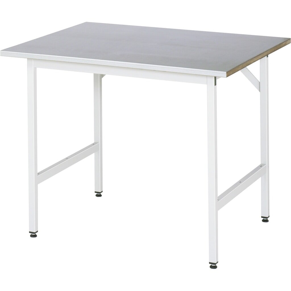 N° de l'image du produit 1 : RAU Établi réglable en hauteur série JERRY, HxlxP 800-850 x 1 000 x 1 000 mm, Plan de travail avec revêtement en tôle d'acier