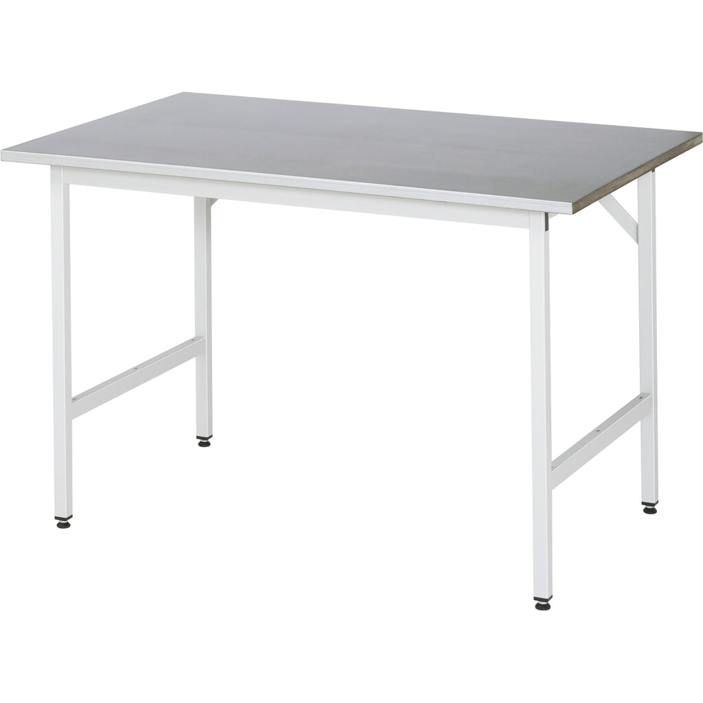 RAU Établi réglable en hauteur série JERRY, HxlxP 800-850 x 1 250 x 800 mm, Plan de travail avec revêtement en tôle d'acier inoxydable Illustration du produit: RAU Établi réglable en hauteur série JERRY, HxlxP 800-850 x 1 250 x 800 mm, Plan de travail avec revêtement en tôle d'acier inoxydable