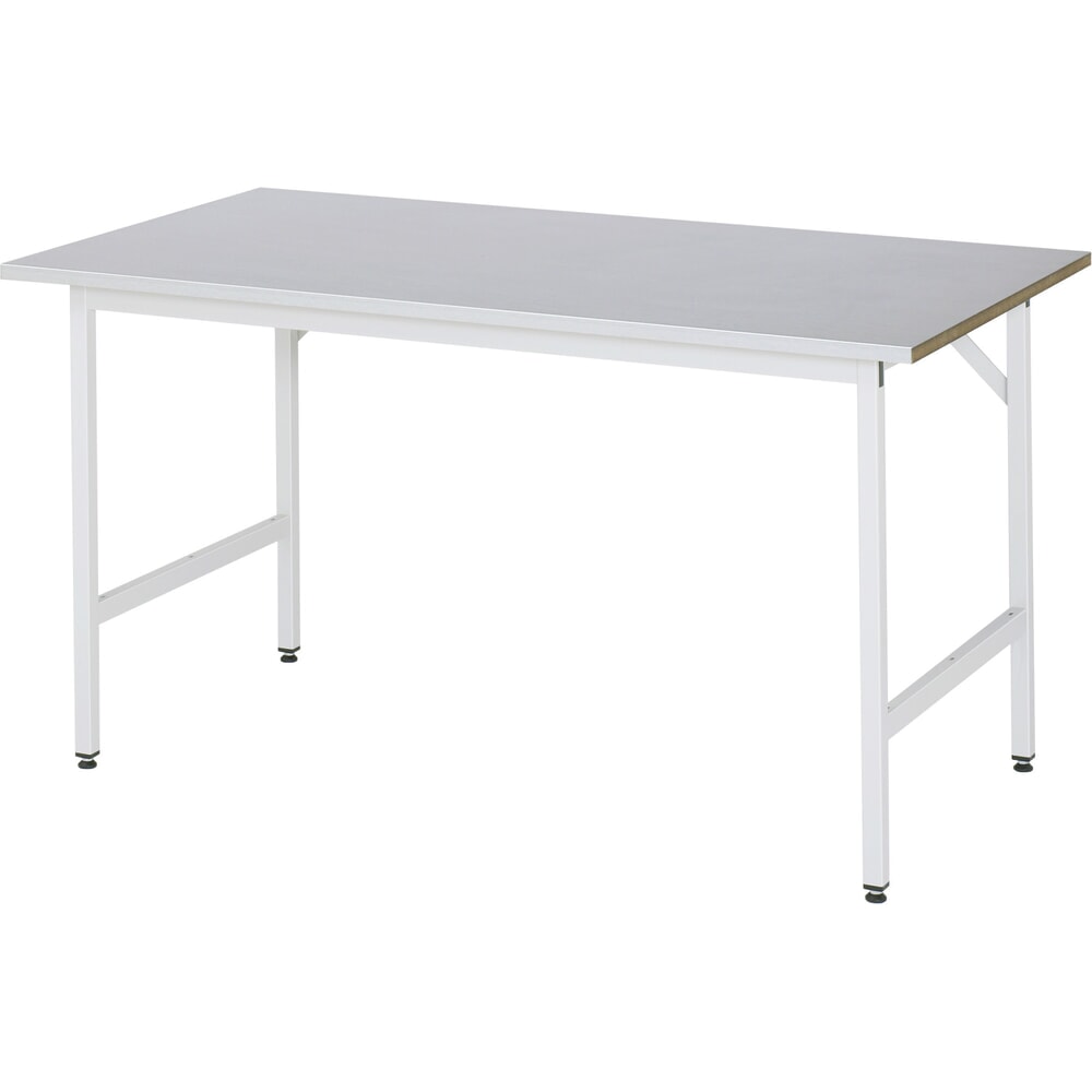 Illustration du produit: RAU Établi réglable en hauteur série JERRY, HxlxP 800-850 x 1 500 x 800 mm, Plan de travail avec revêtement en tôle d'acier inoxydable