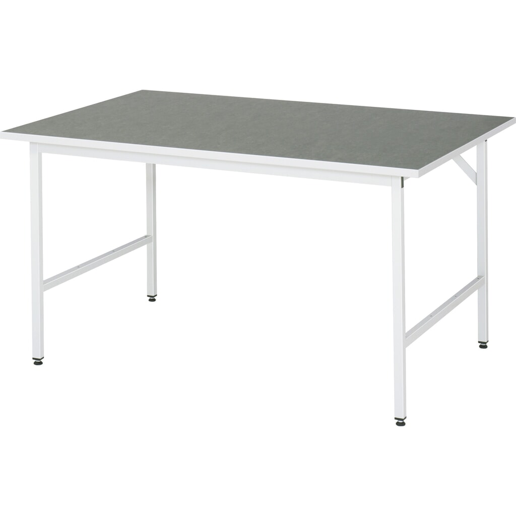 N° de l'image du produit 1 : RAU Établi réglable en hauteur série JERRY, HxlxP 800-850 x 1 500 x 1 000 mm, Plan de travail avec revêtement universel / linoléum