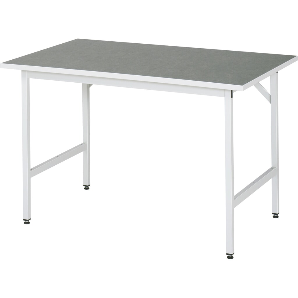 RAU Établi réglable en hauteur série JERRY, HxlxP 800-850 x 1 250 x 800 mm, Plan de travail avec revêtement universel / linoléum N° de l'image du produit 1 : RAU Établi réglable en hauteur série JERRY, HxlxP 800-850 x 1 250 x 800 mm, Plan de travail avec revêtement universel / linoléum