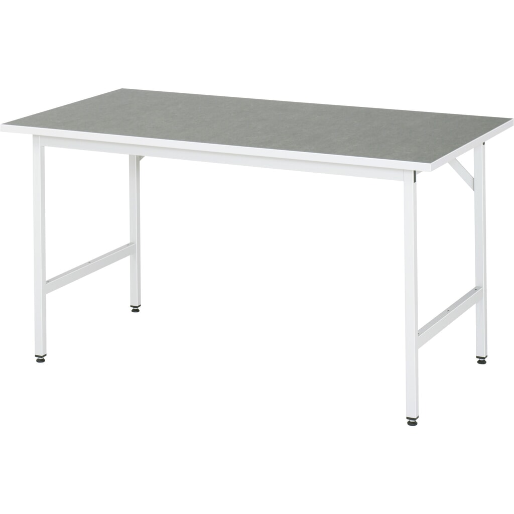 N° de l'image du produit 1 : RAU Établi réglable en hauteur série JERRY, HxlxP 800-850 x 1 500 x 800 mm, Plan de travail avec revêtement universel / linoléum