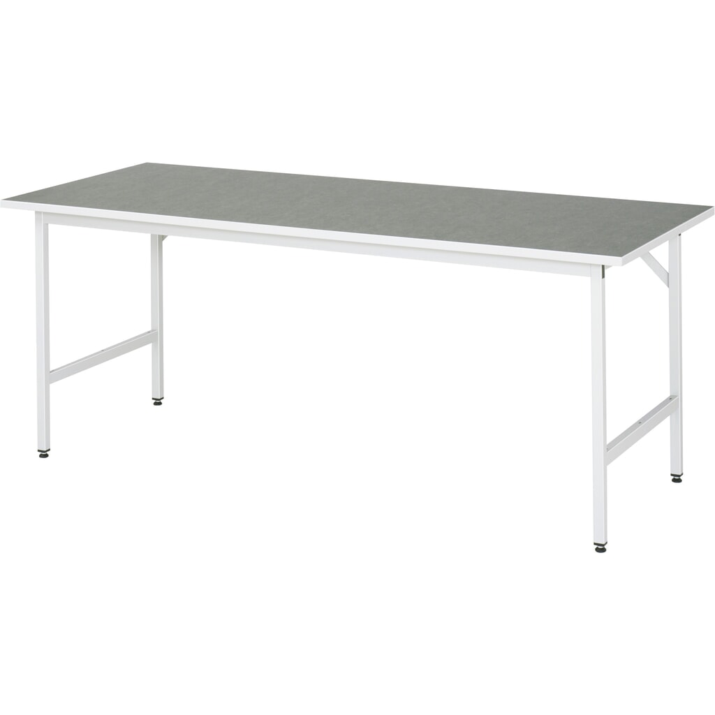 N° de l'image du produit 1 : RAU Établi réglable en hauteur série JERRY, HxlxP 800-850 x 2 500 x 800 mm, Plan de travail avec revêtement universel / linoléum