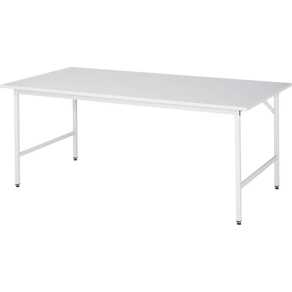 N° de l'image du produit 1 : RAU Établi réglable en hauteur série JERRY, HxlxP 800-850 x 2 500 x 1 000 mm, Plan de travail avec revêtement mélaminé EGB