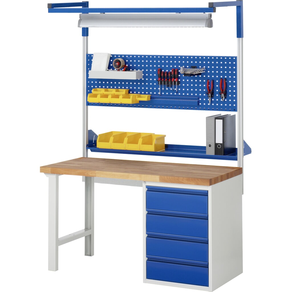 N° de l'image du produit 7 : RAU Établi série 7000, 1 caisson, HxlxP 890 x 1 500 x 700 mm, 1 tiroir extractible à 90 %, 1 porte battante, 1 tablette