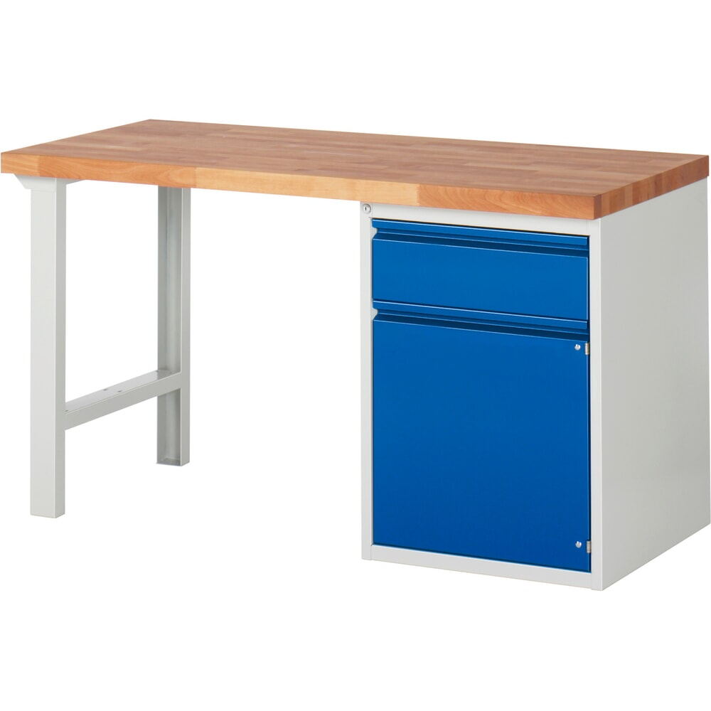 Illustration du produit: RAU Établi série 7000, 1 caisson, HxlxP 890 x 1 500 x 700 mm, 1 tiroir extractible à 90 %, 1 porte battante, 1 tablette