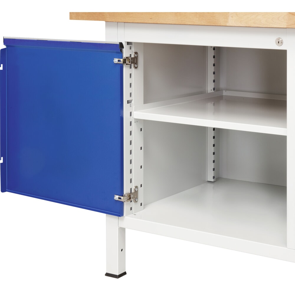 N° de l'image du produit 7 : RAU Établi mobile série 8000, 1 tablette, 1 porte battante, HxlxP 880-1 080 x 1 250 x 700 mm, 1 tiroir